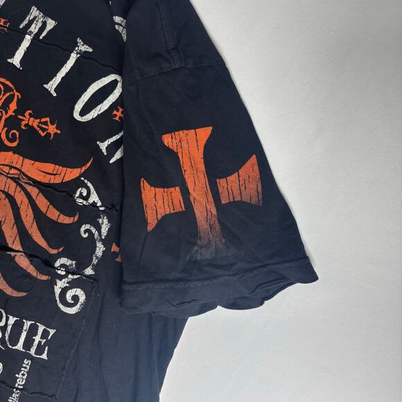 Vintage y2k Affliction Authentic Tried True Men's Large Orange and Black T-Shirt - Picture 3 of 8